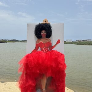 The lady in red