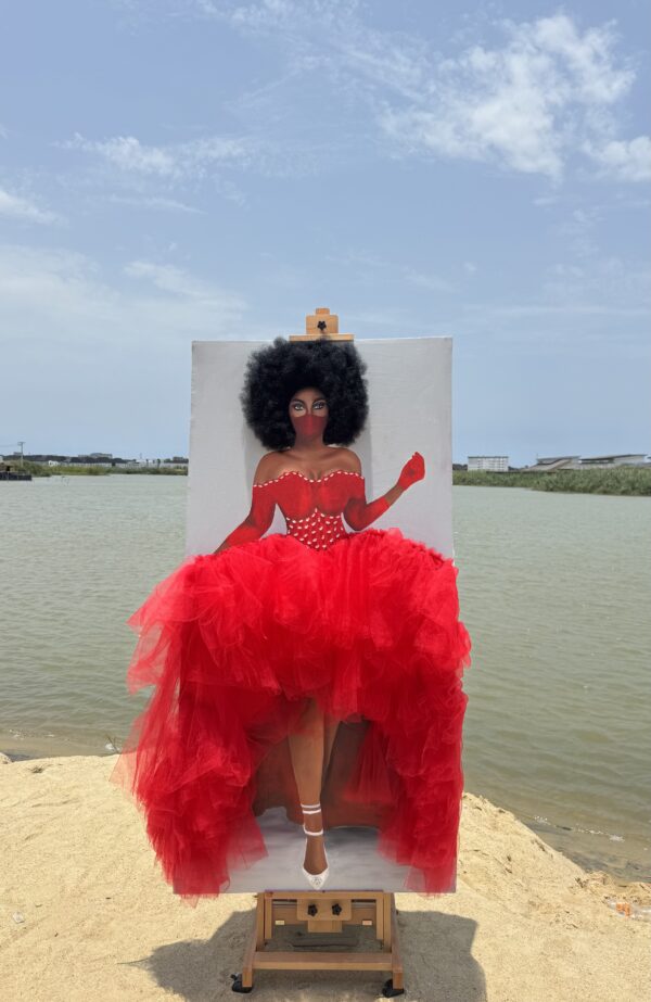 The lady in red